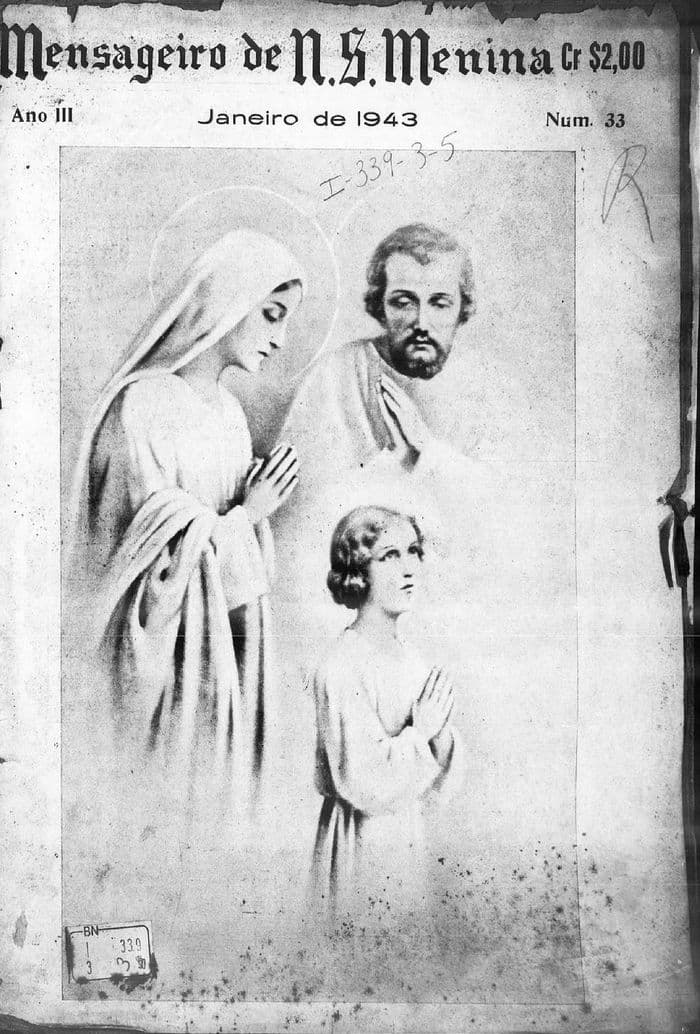 Capa da revista Mensageiro de Nossa Senhora Menina, Nº 33, Janeiro de 1943