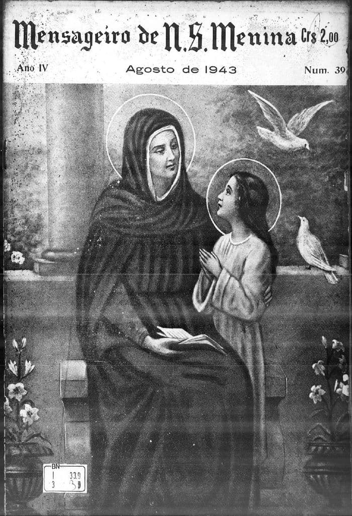 Capa da revista Mensageiro de Nossa Senhora Menina, Nº 39, Agosto de 1943
